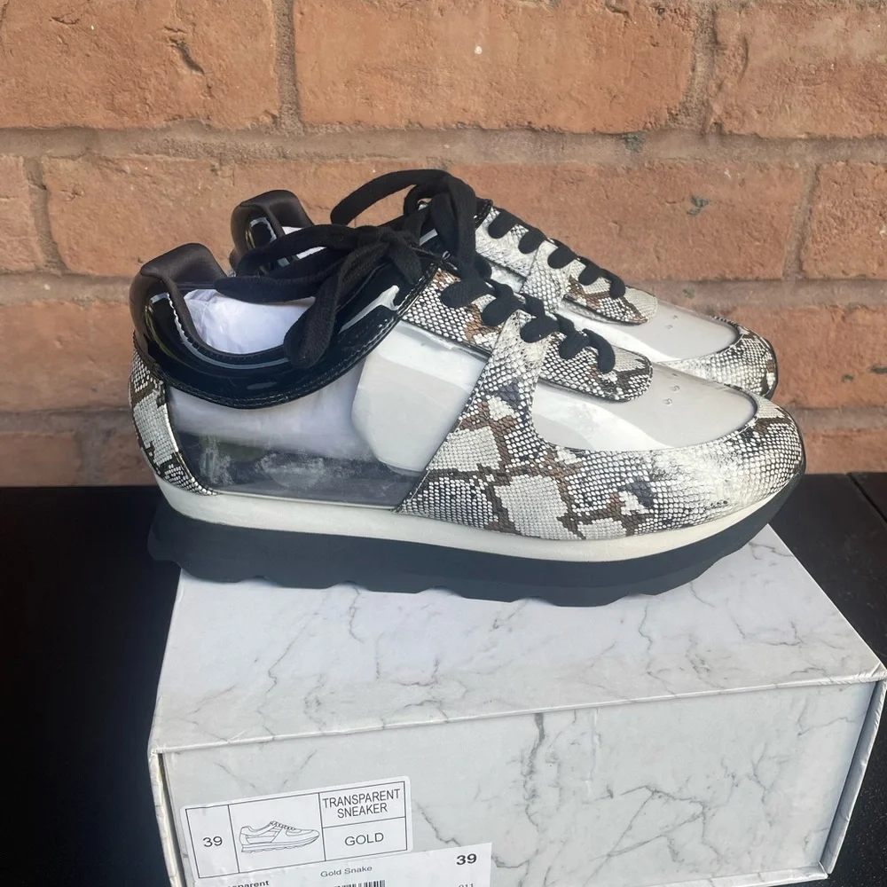 Jessica Rich Women's Sneakers Transparent Snake Gold New Size 39EU/9US - Picture 2 of 8